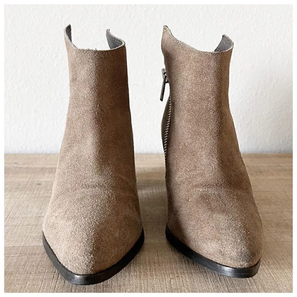 Anthropologie Matisse Frankie Asymmetrical Suede Zip Ankle Bootie